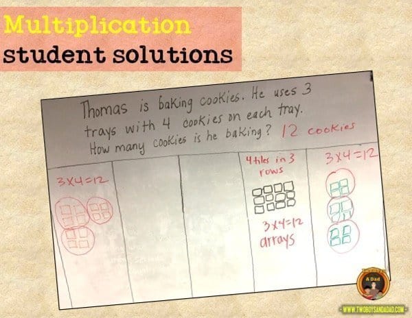learning multiplication student solution examples
